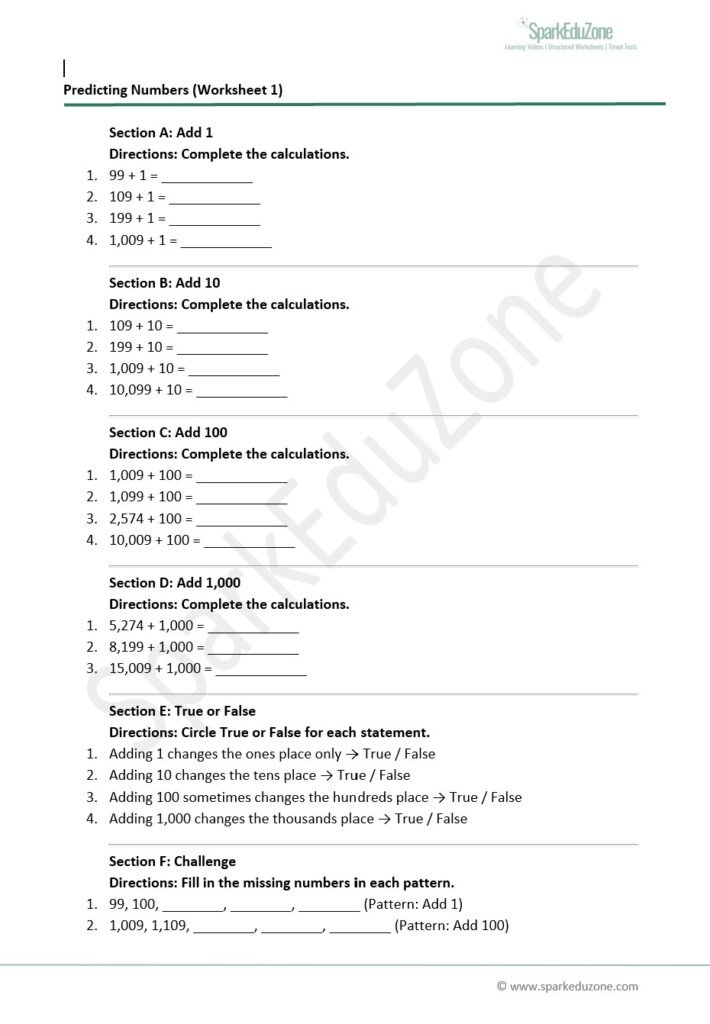 Year 3 Place Value Predicting Numbers Preview